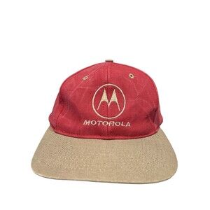 Vintage Motorola Strapback Kati Sportcap, Two-Tone Red And Brown